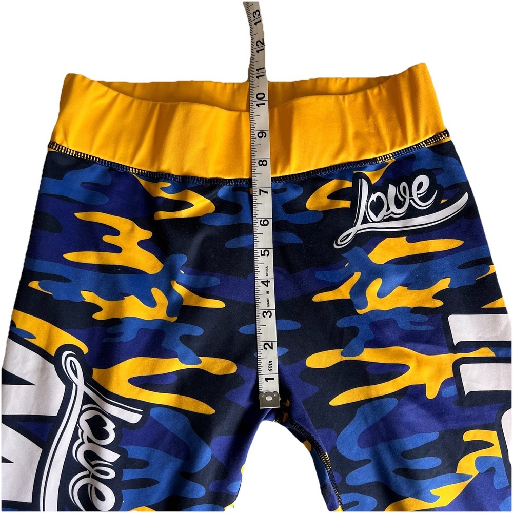 3/$25 SALE! Xlusion Michigan Basketball Leggings Women's Medium Blue Yellow Camo - Picture 7 of 8